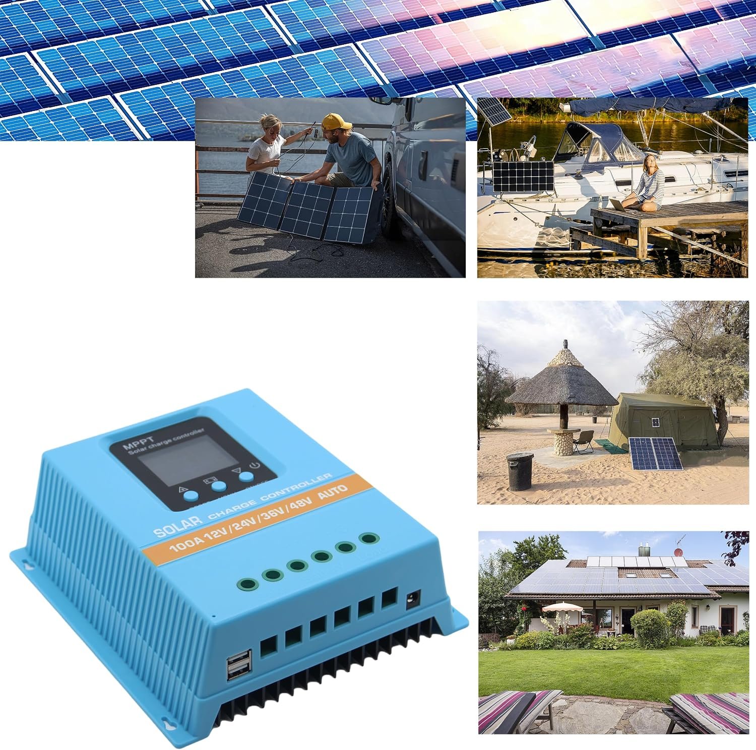 Upgraded 100A MPPT Solar Charge Controller 12V 24V 36V 48V LCD Display Battery Intelligent Regulator Max 100V Input Dual USB for Lead-Acid/Lithium - Image 7