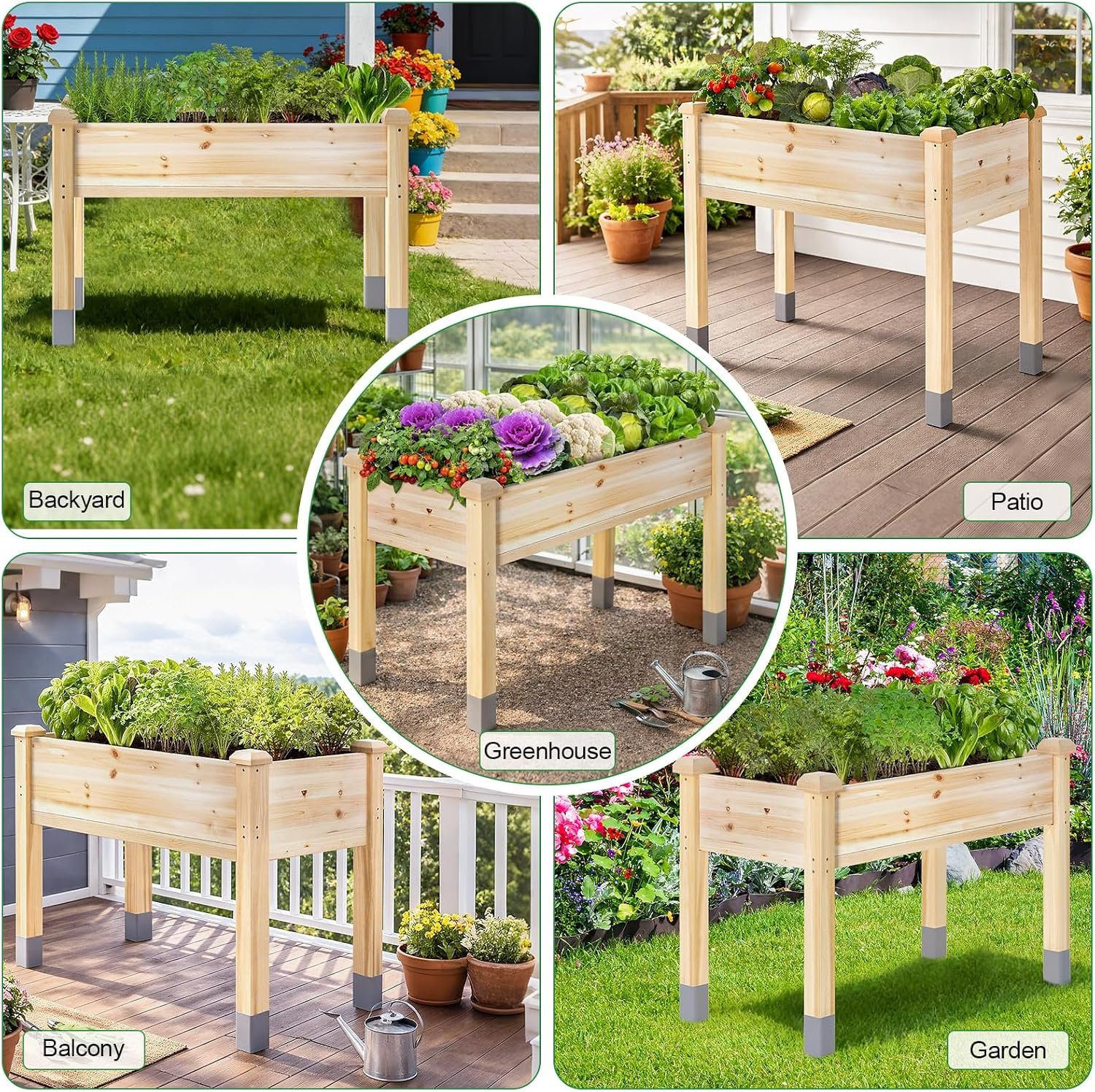 MIXC 331lb Capacity Sturdy Wooden Raised Garden Bed Outdoors with Legs - Image 8