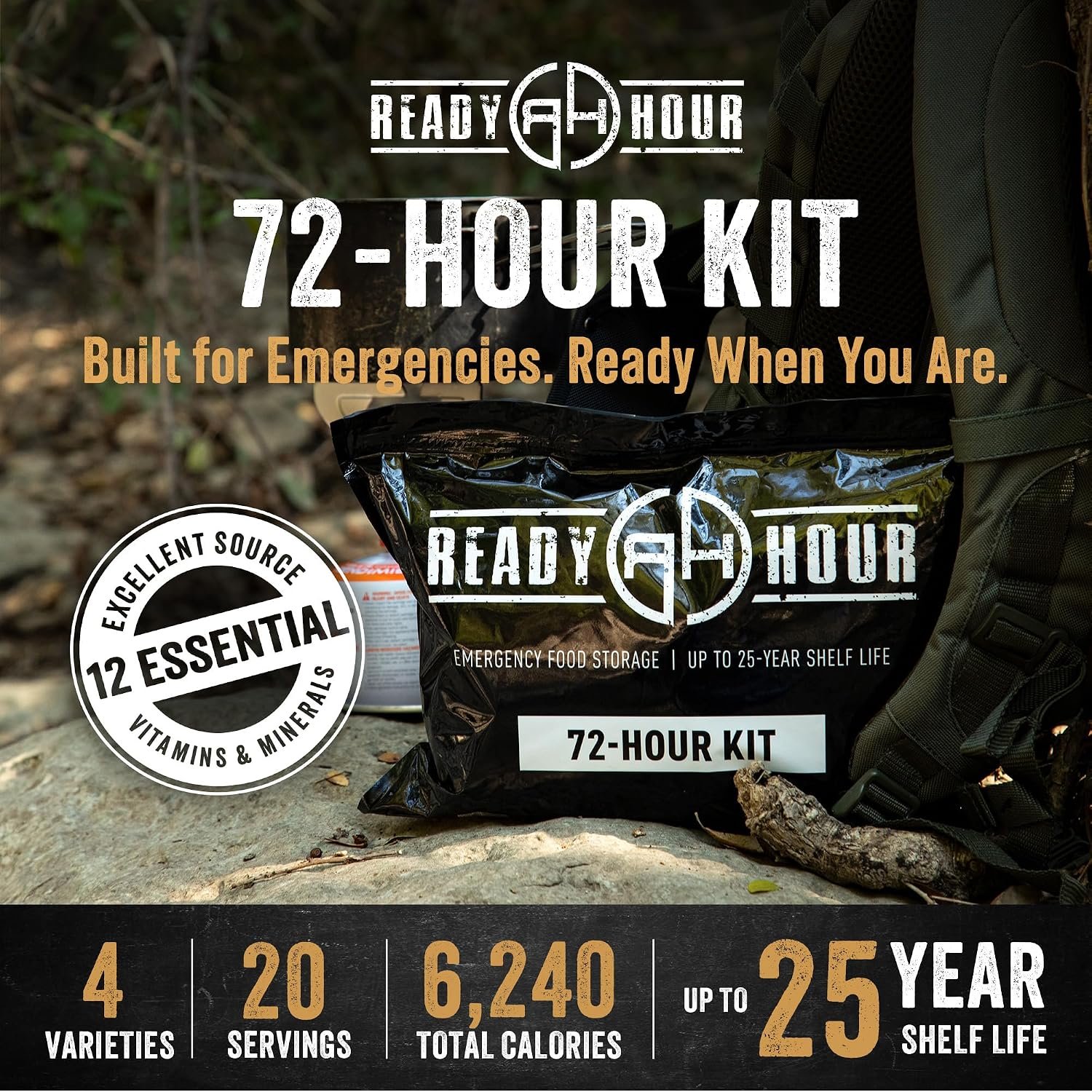 Ready Hour 72-Hour Emergency Food Kit Sample - Survival Meals Variety Pack for Disaster Prep, Freeze-Dried/Dehydrated Camping Food, Bug Out Bag MRE Alternative, Preparedness & Power Outage Supplies - Image 3