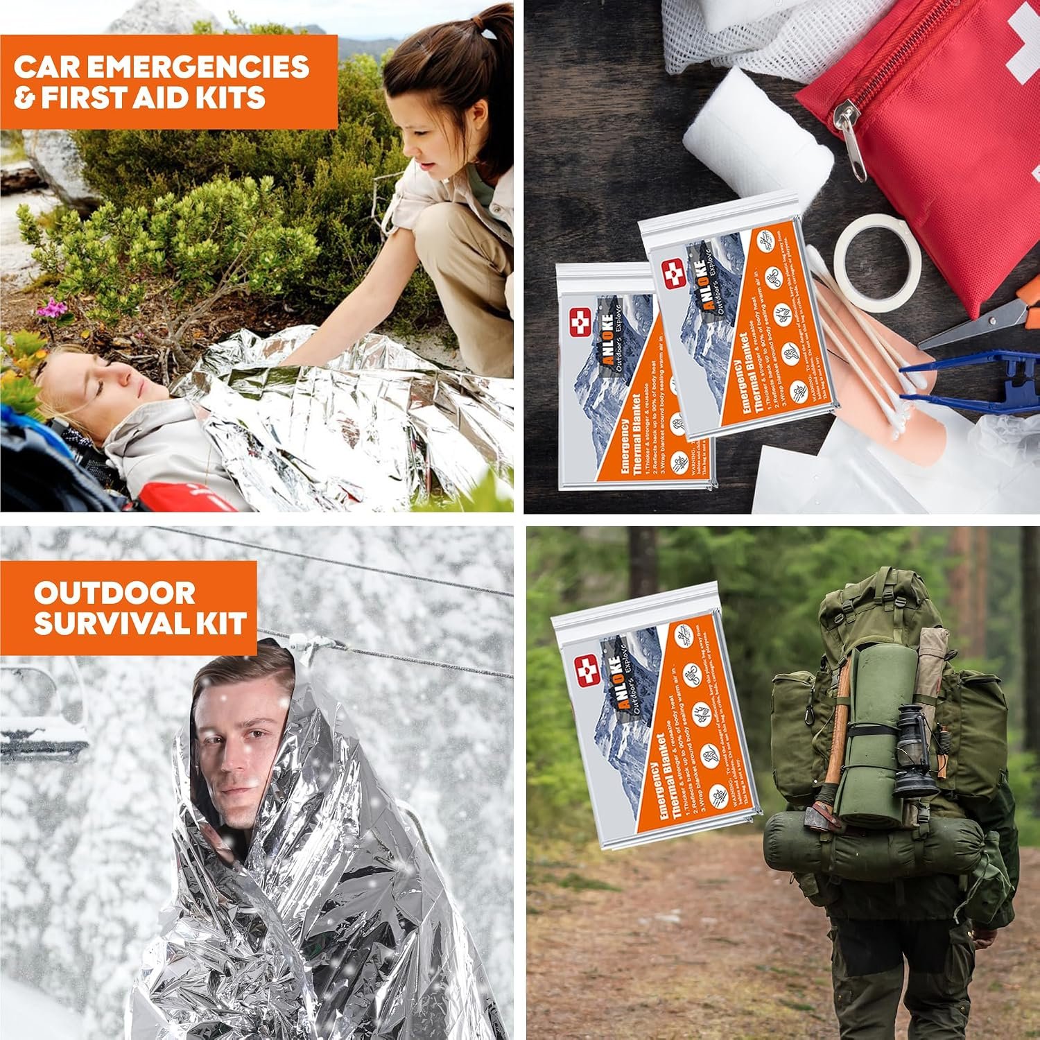 ANLOKE Emergency Blankets Mylar Thermal Blanket,(10 Pack) of Gigantic Space Blanket 84 * 64 in. Survival Blankets Heavy Duty Camping Gear,First Aid - Image 7