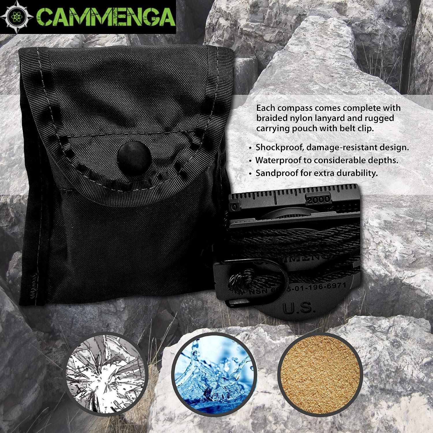 Cammenga Official US Military Tritium Lensatic Compass, Accurate Waterproof Hand Held Compasses with Pouch for Hiking Camping Navigation Survival Backpacking Orienteering - Image 2