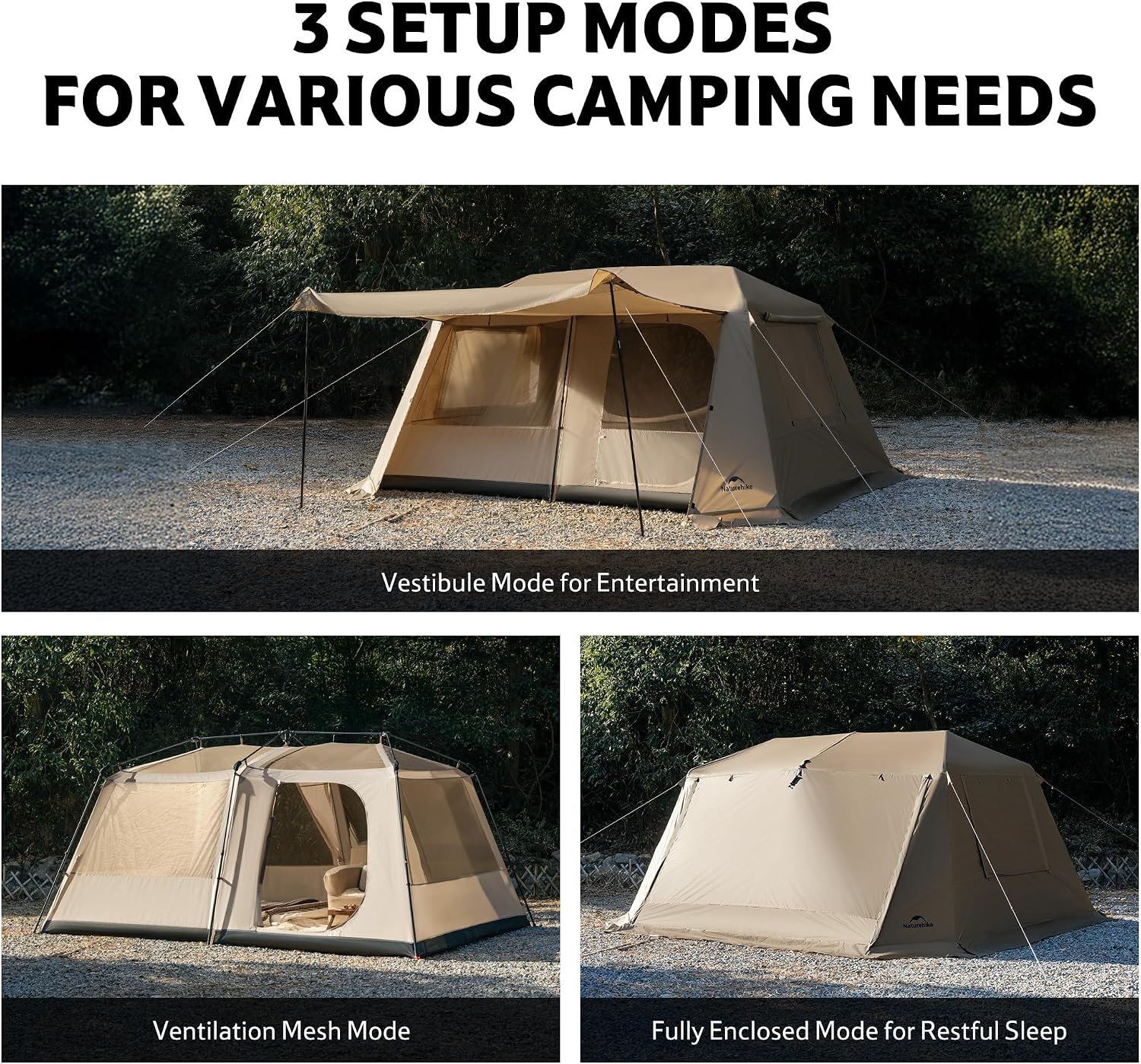 Naturehike Village Lite Camping Tent, 60S Easy Setup Instant Tents for Camping, Double Layer 4/8 Person Tent with with Full Rainfly - Image 3