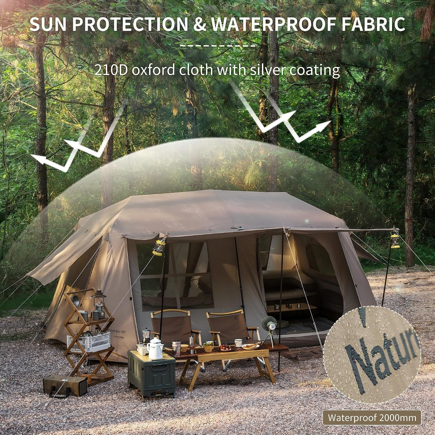 Naturehike Village Instant Tent, 4 Person 8 Person Camping Tent with Full Rainfly, Waterproof Large Cabin Tents for Car Camping - Image 7