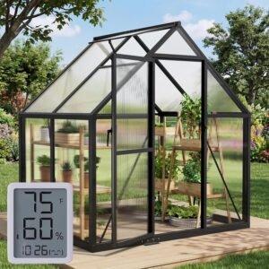 6x4FT Greenhouse with Hygrometer, W...