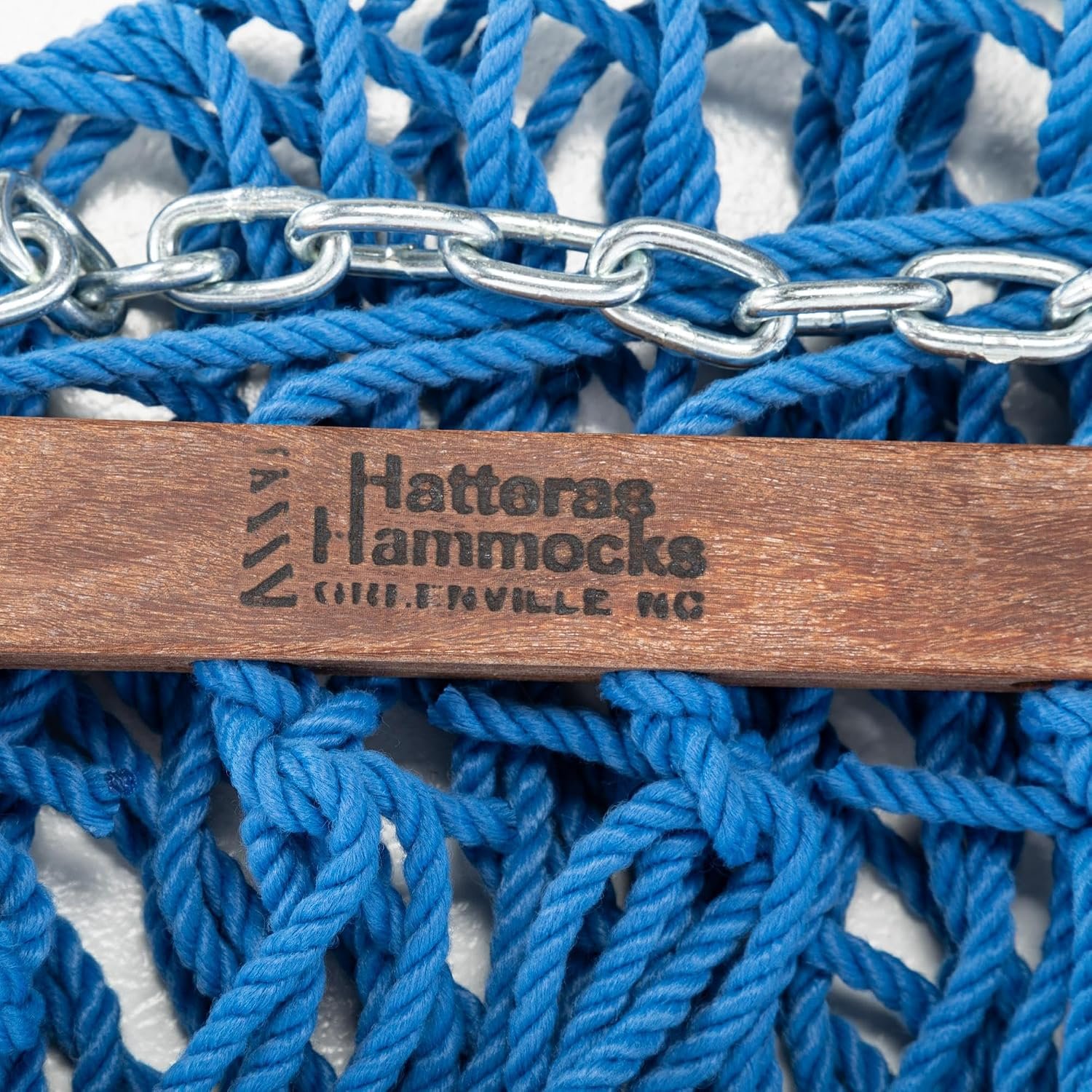 Hatteras Hammocks Deluxe Coastal Blue Duracord Rope Hammock with Free Extension Chains & Tree Hooks, Handcrafted in The USA, 450 LB Weight Capacity, 13 ft. x 60 in - Image 5