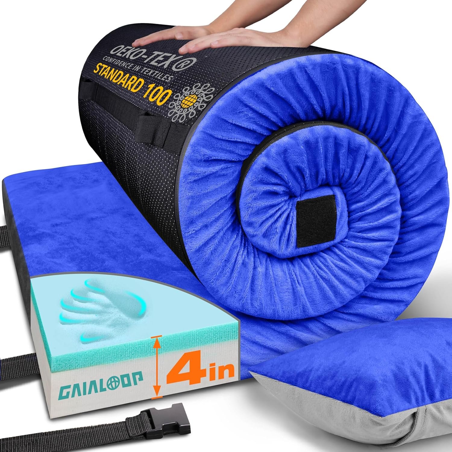 Memory Foam Camping Mattress, Extra Thick 4 Inch Dual Layer Sleeping Pad