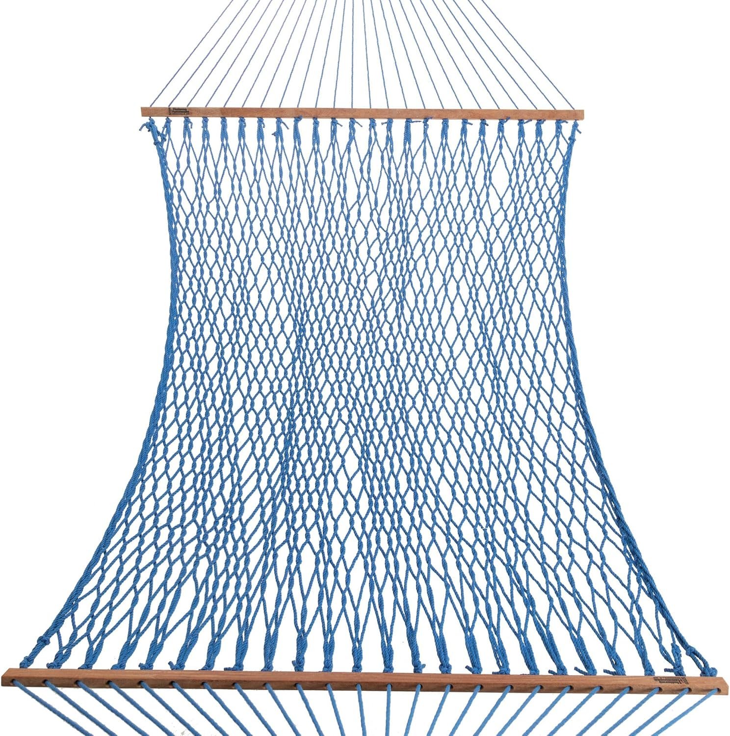 Hatteras Hammocks Deluxe Coastal Blue Duracord Rope Hammock with Free Extension Chains & Tree Hooks, Handcrafted in The USA, 450 LB Weight Capacity, 13 ft. x 60 in - Image 2