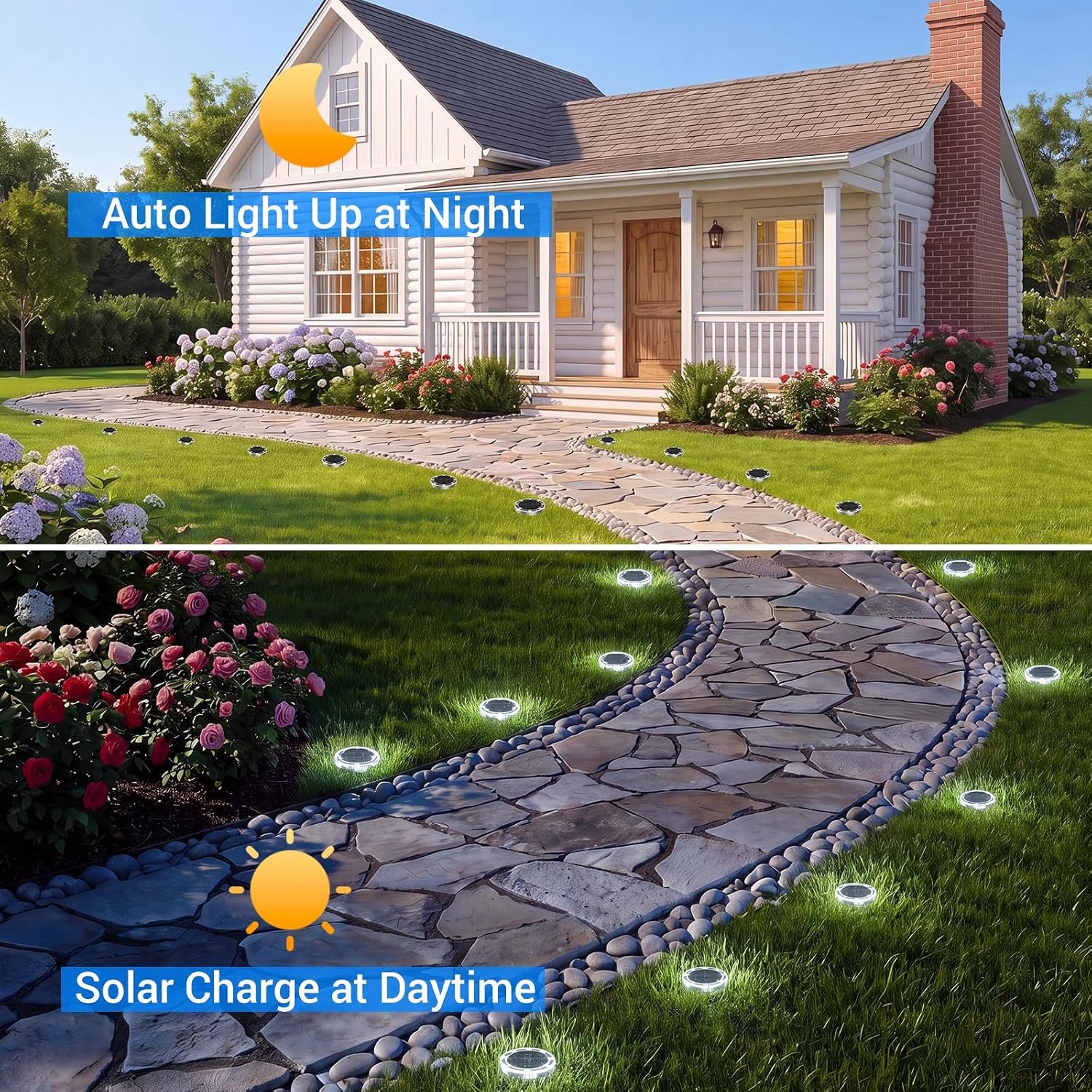 Peasur Solar Lights Outdoor Waterproof, 8 Pack Solar Powered Ground Lights Outdoor, IP68 Waterproof, Anti-Rust, Solar Garden Lights Landscape Lighting for Pathway Yard Lawn Walkway Driveway,Cool White - Image 4