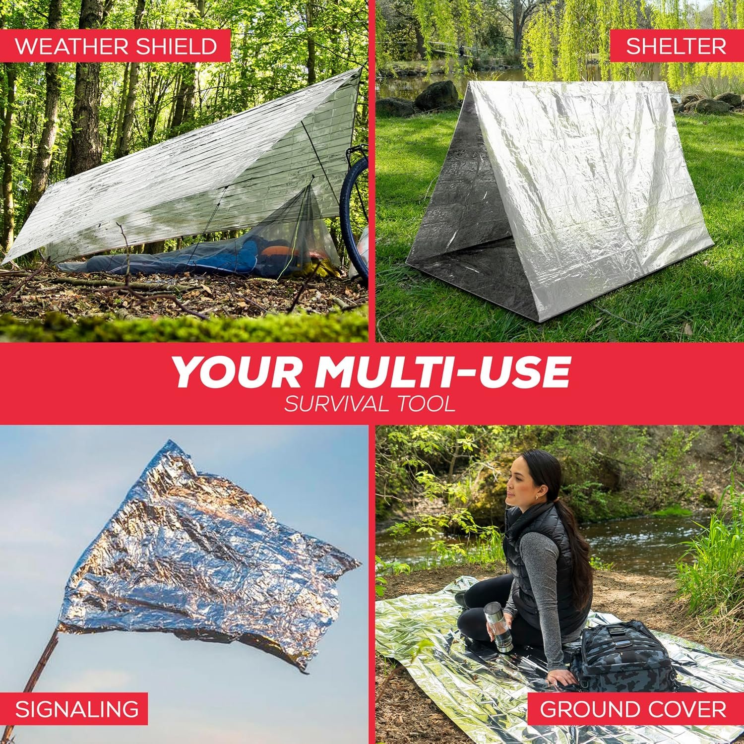 Emergency Blanket Mylar Thermal Space Survival Gear & Supplies 100-Pack - Image 6