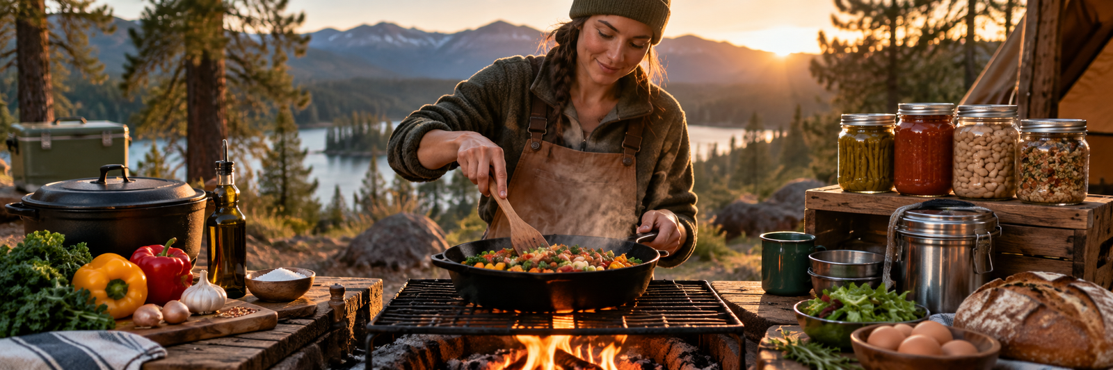 Outdoor campfire cooking