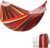 Cotton Canvas Hammock with Tree Straps – Portable Hammock for Outdoor Indoor Patio Backyard, Camping Hammock with Carry Bag, 440lbs Capacity, Without Stand(Red, with bar)