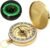 Camping Survival Compass for Hiking,Small Golden Pocket Compass for Kids,Glow in The Dark Waterproof Vintage Metal Military GearCompass for Hunting Backpacking Outdoor Navigation Tool (Golden)