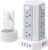 Power Strip 6.5 Ft Extension Cord with 12 AC Multiple Outlets 4 USB (1 USB C), SMALLRT Power Strip Tower Desktop Charging Station for Home Office College Dorm Essentials