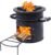 Camping Rocket Stove Wood Burning Portable for Cooking, Outdoor Camping Wood Stove with Carrying Bag for Backpacking Emergency RV Survival, Versatility of Fuel, Black Round Single Door