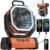 Camping Fan – 20000mAh Battery Powered Fan Rechargeable with LED Lantern – Portable Outdoor Tent Fans with Hanging Hook 4 Speeds Wind Remote Control, Black and Orange