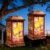 2 Pack Hummingbird Solar Lanterns Outdoor Waterproof, Metal & Glass Hanging Lights Garden Decor, Birthday Gifts for Christmas Women Mom Mothers Day, Decorative Lights for Outside Yard Patio Backyard